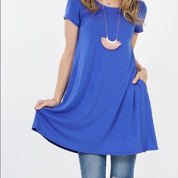 42pops Tops - 🌺Royal Blue Convertible Two Pocket Tunic